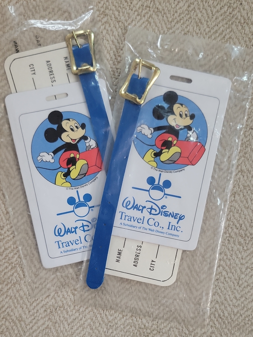 1987 Walt Disney World Travel NEW Luggage Tags, Set Of 2